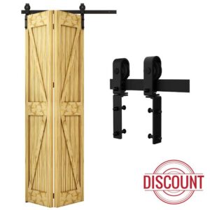 QINAIXQM 5FT/150CM Sliding Door Track Folding Door Hardware Kit Closet Rail Roller Accessory Applicable to 120-130cm Door Opening