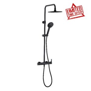 Wirquin Black Roma Touch 60722892 Shower Column with Mechanical Mixer Tap 5 Jets Black