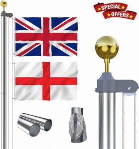 Thanaddo 20 FT Sectional Flag Pole Kit Extra Thick Aluminum Flagpole with 2 Flag