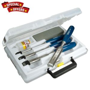 STANLEY 4 Piece Chisel Set Includes 6 12 18 25 mm High Carbon Steel Blade Chisels with Sharpening Stone and Oil 0-16-13