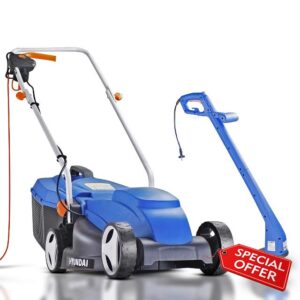Hyundai 32cm 320mm Corded Electric Lawn Mower And 25cm 250mm Grass Trimmer Bundle