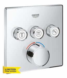GROHE SmartControl - Square Concealed Mixer for Shower or Bath (3 Valves