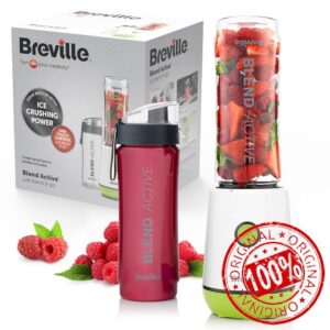 Breville Blend Active Personal Blender & Smoothie Maker | 350W | 2 Portable Blend Active Bottles (600ml) | Leak Proof Lids | White & Green [VBL246]
