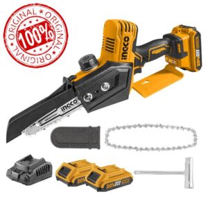 INGCO 20V Cordless Mini Chain Saw 6 Inch Brushless Lithium-Ion One-Hand Mini Chain Saw for Wood Cutting with 2Pcs 2.0Ah Battery and 1Pcs Charger CGSLI20682-8
