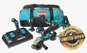 Amazon Exclusive: Makita DLX6104TX2 18V Li-ion LXT 6 Piece Combo Kit Complete with 3 x 5.0 Ah Batteries and Twin Port Charger Supplied in a LXT Tool Bag.