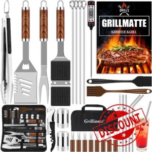Grilliance 30pcs Stainless Steel Grill Tools Set for Men Gift Birthday
