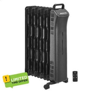 Amazon Basics Portable Oil-Filled Digital Radiator Heater with 9 Wavy ECO-Fins and Remote Control