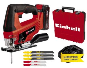 Einhell Power X-Change 18V Cordless Jigsaw With Battery And Charger - Battery Powered Electric Saw To Cut Wood
