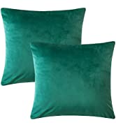 Imperial Rooms Velvet Cushion Covers 2 Pack Square Throw Pillowcases 45 x 45 cm Plain Pattern Bed...