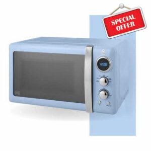 Swan Retro LED Digital Microwave Blue