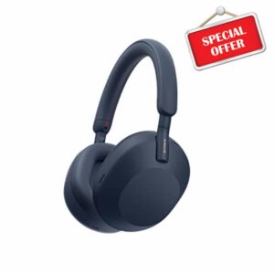 Sony WH-1000XM5 Noise Cancelling Wireless Headphones - 30 hours battery life - Around-ear style - Optimised for Alexa and the Google Assistant - with built-in mic for phone calls - Midnight Blue