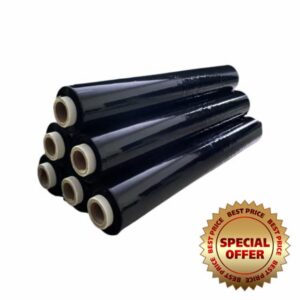 REQUISITE NEEDS Heavy Duty Shrink Wrap Roll Cling Film Packaging 400MM x 250M (Pack Of 6) (Black)
