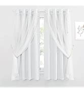 PONY DANCE Girls Blackout Curtains with Net - Kids Blackout Curtain with Mix Match Voile for Larg...