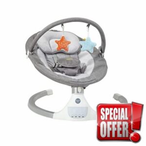 BABABING | Electric Baby Bouncer Hub Swing with Bluetooth Digital Display | Baby Rocker with 5 Swing Settings | Built-In Timer and Lightweight | Suitable for Newbo