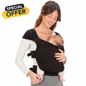 Boba Bliss Hybrid Baby Carrier Newborn to Toddler - 2-in-1 Baby Wrap & Baby Carrier - No-Tie Baby Sling - Certified Hip-Healthy Baby Wraps Carrier - Soft & Stretchy Baby Sling - 7-35 lbs (Black)