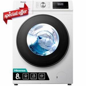 Hisense WDQA8014EVJM 60cm Freestanding 8 KG Front Load Washer Dryer - 1400 RPM - Pure Steam - PureJet - Pause and Add - Inverter Motor - White            [Energy Class A]