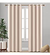 Imperial Rooms Crushed Velvet Curtains Eyelet 66x72 Fully Lined Blackout Beige Curtains for Livin...