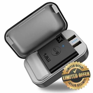 1Mii B05 Airplane Bluetooth 5.3 Adapter for Headphones W/Portable Charging Case Support aptX Adaptive/HD/Low Latency