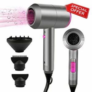 HappyGoo Professional Hair Dryer 2000W Powerful AC Motor Quick Drying Ionic Hairdryer with 2 Speed 3 Heat Setting