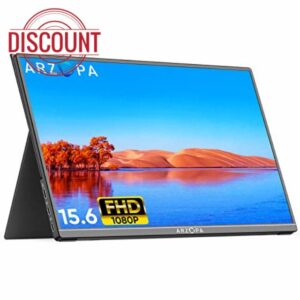 ARZOPA Portable Monitor A1 GAMUT 15.6 Inch 1920×1080 FHD IPS Monitor Screen with HDMI/Type-C/USB-C Eye Care Gaming Portable Screen