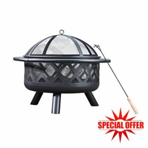 Teamson Home Large Outdoor Garden Round Wood Burning Fire Pit