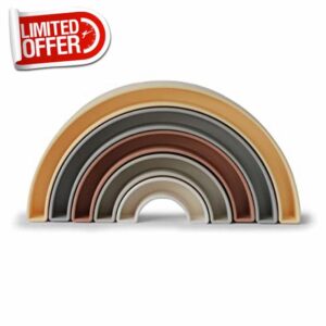 Mushie Rainbow Stacker Toy | 5 Piece Baby & Toddler Stacking Rainbow Toy | Colourful Sorting Toy for Children | Suitable age: +6 Months | Pre-School Learning Toy | Made In Denmark (Sol)