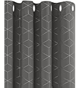 Deconovo Grey Curtains, Dotted Line Foil Printed Thermal Insulated Blackout Curtains, Window Trea...