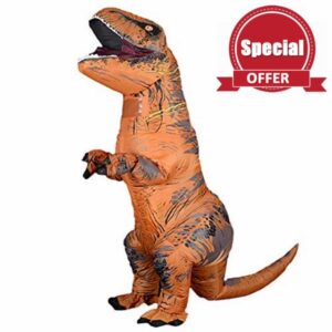 Rafalacy Inflatable T-REX Costume Adult Dinosaur Costumes Jumpsuit Air Blow up Halloween Cosplay Fancy Dress up Costume (Brown)