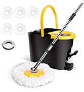 Myiosus Mop and Buckets Sets, 6L Foot Pedal Mop Bucket with Stainless Steel Wringer, Spin Mop and...
