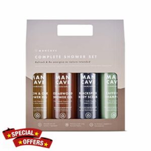ManCave Complete Shower Gift Set - 4 Signature Shower Products For Men - Amazon Exclusive - Vegan