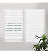 PONY DANCE Zebra Roller Blind Day and Night Double Layered Extra Long Durable Blinds for Office D...