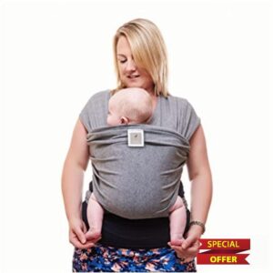 Baby Sling Wrap Premium Baby Carrier Newborn to Toddler - Original Stretchy Baby Wrap Carrier | One Size Fits All | Cozy & Soothing for Babies | Neutral Grey by Funki Flamingo