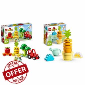 LEGO 10982 DUPLO My First Fruit and Vegetable Tractor Toy & 10981 DUPLO My First Growing Carrot