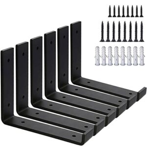 Black Shelf Brackets Vintage Metal Shelf Bracket 6 Pack (6"L x 4"H)