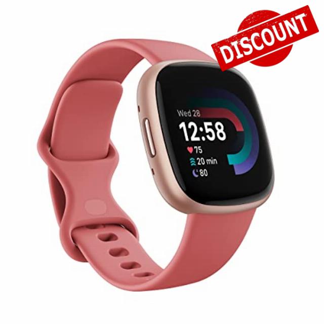 Fitbit Versa 4 Fitness Smartwatch with built-in GPS and up to 6 days battery life - compatible with Android and iOS.