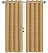 Imperial Rooms Blackout Curtains for Living Room - Bedroom Beige Eyelet Curtains 46 x 72 Inch Dro...
