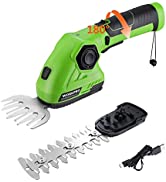 WORKPRO 7.2V 2-in-1 Cordless Hedge Trimmer & Grass Shear with 1500mAh Lithium-Ion Battery, 2 Atta...