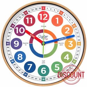 Kids Wall Clock - Learning Clock - Silent Analogue Telling Time Teaching Clock - Kids Learn to Tell Time Easily