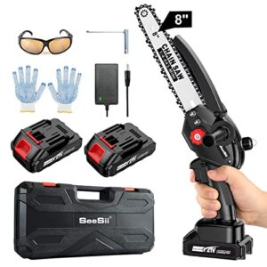 2023 Upgraded Seesii Mini Chainsaw with Brushless Motor 2×2.0AH Batteries Auto Oiler Chain Adjustment