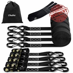 Ohuhu Ratchet Tie Down Straps 4 Pack 1500kg Break Strength