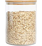 ComSaf 3300ml Square Glass Jars with Bamboo Lids, Large Glass Storage Jars, Wide Mouth Food Stora...