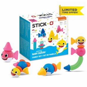 Stick-O Baby Shark Family Magnetic Building Blocks Toy. Stacking And Sorting Toy For Preschool Children.