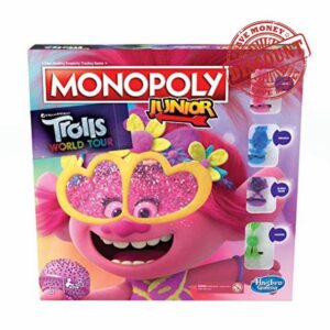 Monopoly Junior: DreamWorks Trolls World Tour Edition Board Game for Children Aged 5 and Up