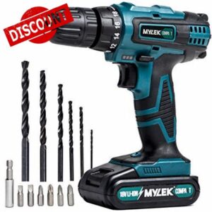 MYLEK 18V Cordless Drill - Lithium Ion Drills Driver Screwdriver Set - 13 Piece Combi Accessory Kit - LED Worklight