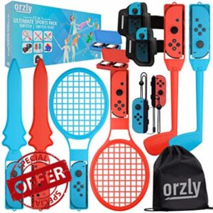 Orzly Switch Sports Games 2022 Accessories Bundle Pack for Nintendo Switch & Switch OLED with Tennis Rackets