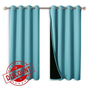 PONY DANCE 100% Blackout Curtains for Kids Bedroom - Thermal Curtain with Black Liner Noise Reducing Energy Saving Home Décor Window Treatment Panels with Eyelets
