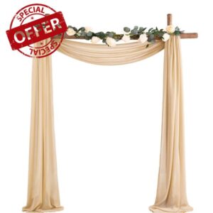 Socomi 3 Panels Champagne Chiffon Wedding Arch Drapes 6 Yards Solid Wedding Arch Curtains for Backdrop Curtain Decoratio
