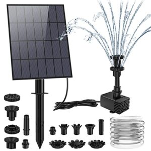 2022 Upgrade DIY Solar Panel Fountain with 4.9FT Water Pipe Pump with 16 Nozzles Sprays Elegant Water Feature for Bird Bath