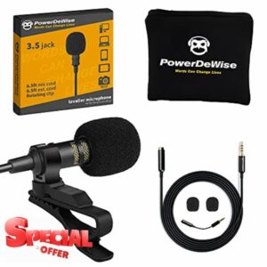 Upgraded 2022 Professional Grade 3.5mm Lavalier Lapel Microphone - Perfect for ASMR Recording Video with iPhone Phone or Camera - Tiny Shirt Microphone with Easy Clip On System