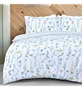 Sleepdown Duvet Cover Set - Blue - Inky Floral – Plain Reversible Quilt Cover Easy Care Bed Linen...